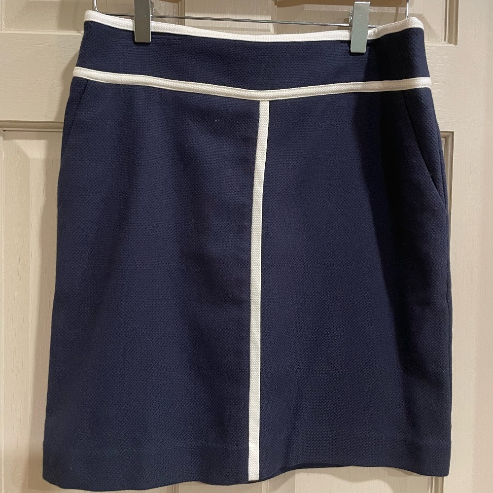 Ann Taylor Navy and White Retro Pencil Skirt